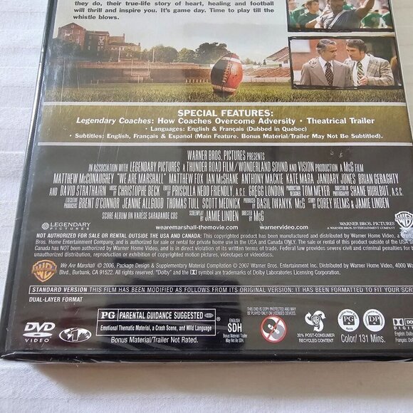 New Matthew McConaughey "We Are Marshall" Full Screen Edition DVD - Picture 4 of 6